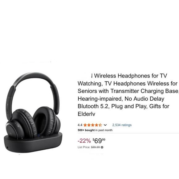 Mutbam Bluetooth Wireless Headphones w/ Transmitter – TV, Mobile, Laptop, 65Hrs - Picture 3 of 7